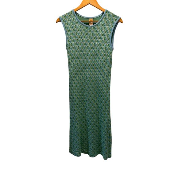 Vintage 70s Green Floral Knit Dress Sleeveless Mod Retro St. Patrick’s Day Ready - Picture 2 of 5